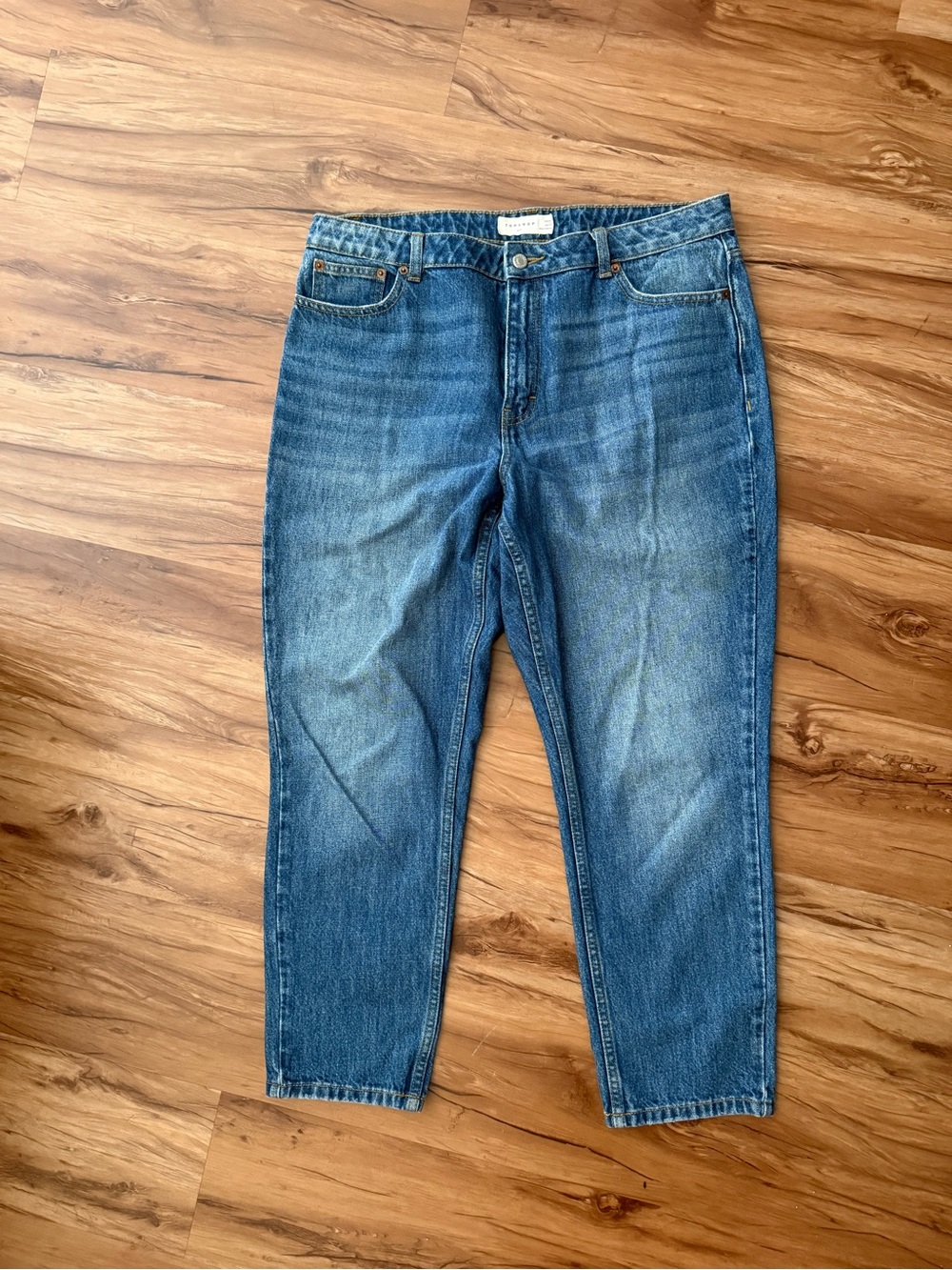 Topshop Boyfriend Jeans in Medium Blue Wash